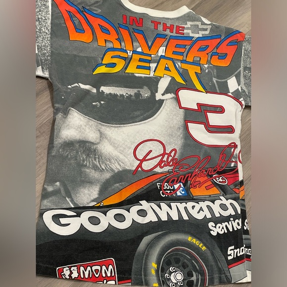 VINTAGE NASCAR ALL OVER PRINT DALE EARNHARDT 1996 TEE SHIRT MEDIUM MADE IN USA - Picture 8 of 9